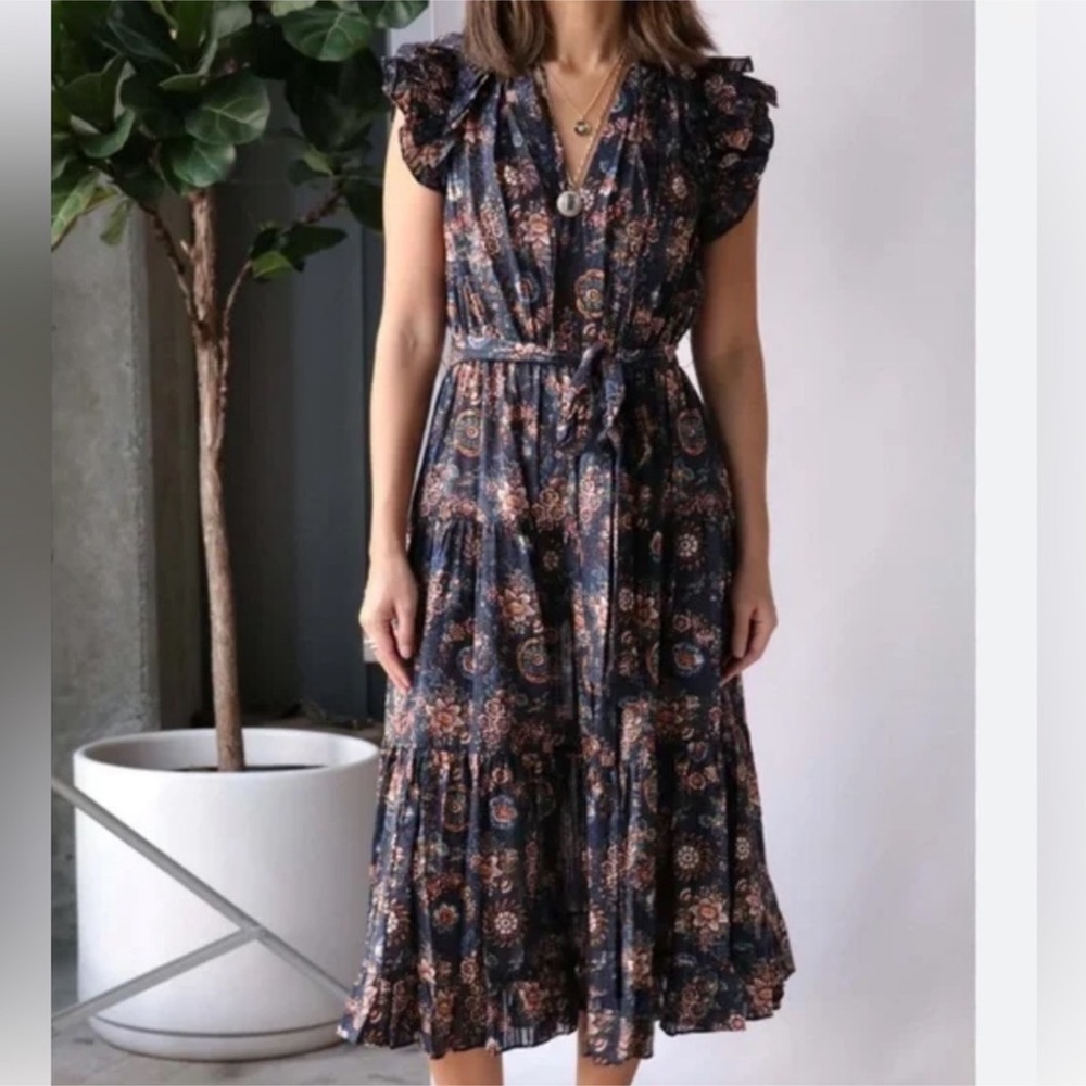 ULLA JOHNSON Virginia Midi Dress in Twilight Sz 6 - Picture 6 of 6